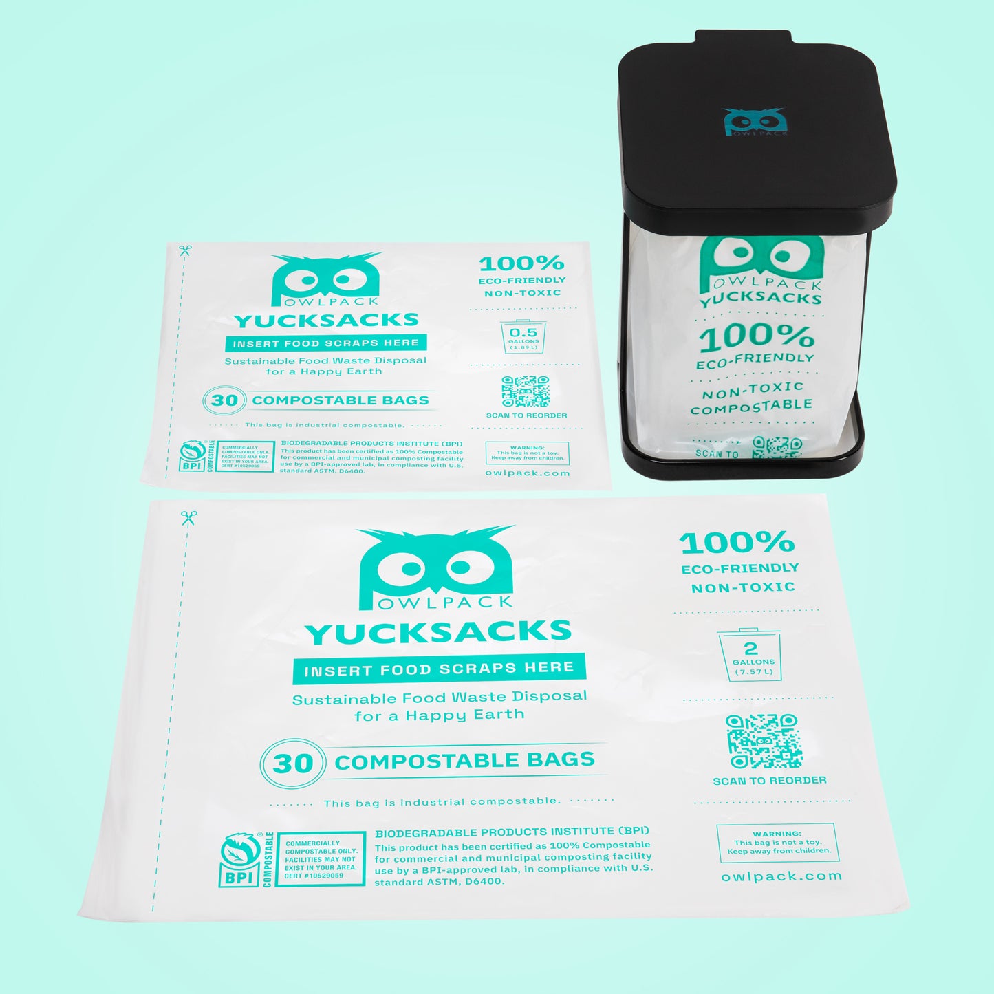 0.5 gal / 2 gal bag + Yucksack Holder (Black)