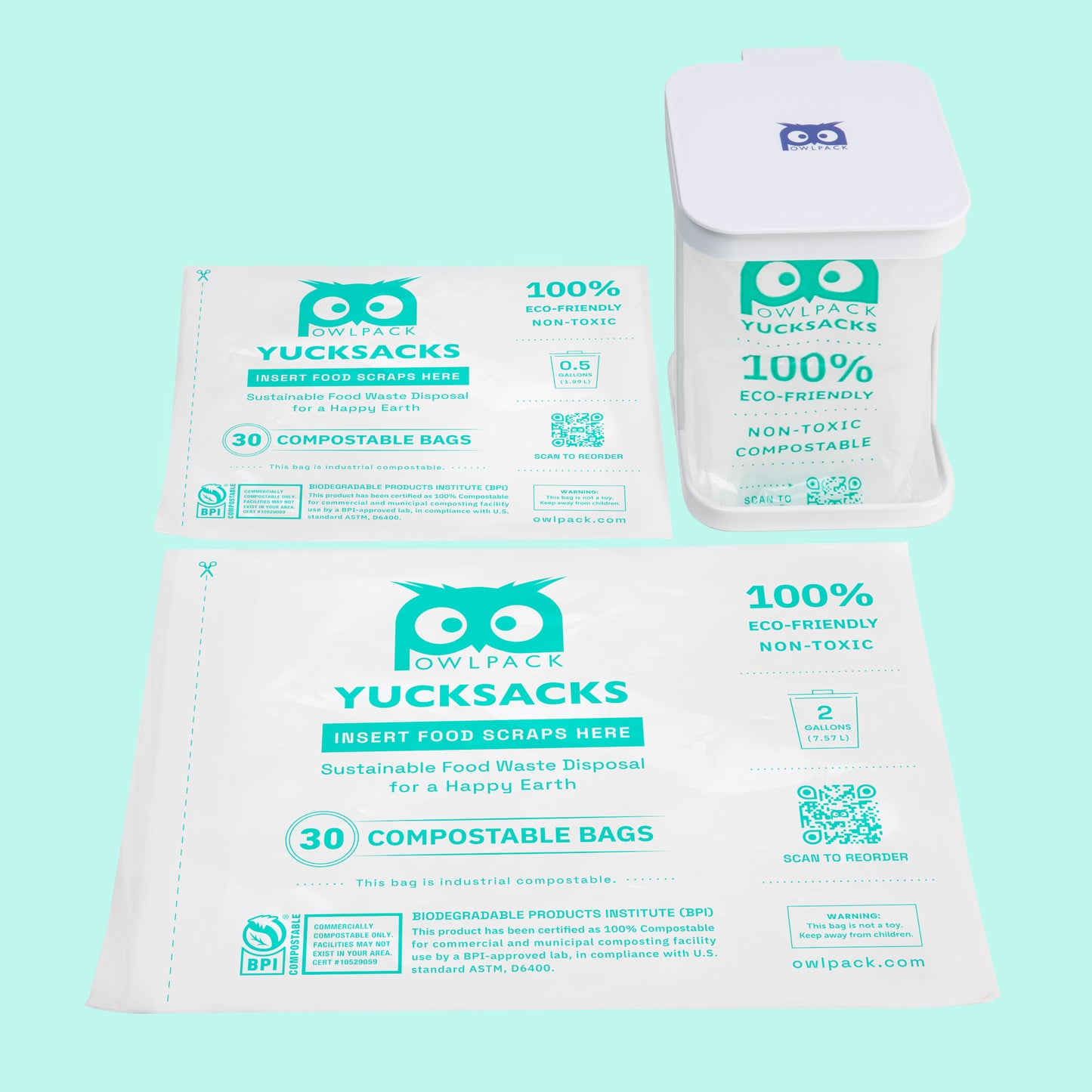 0.5 gal / 2 gal bag + Yucksack Holder (Black)0.5 gal / 2 gal bag + Yucksack Holder (White)