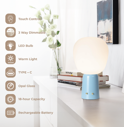 Merlot Cordless LED Lamp with Adjustable Dimmer Features